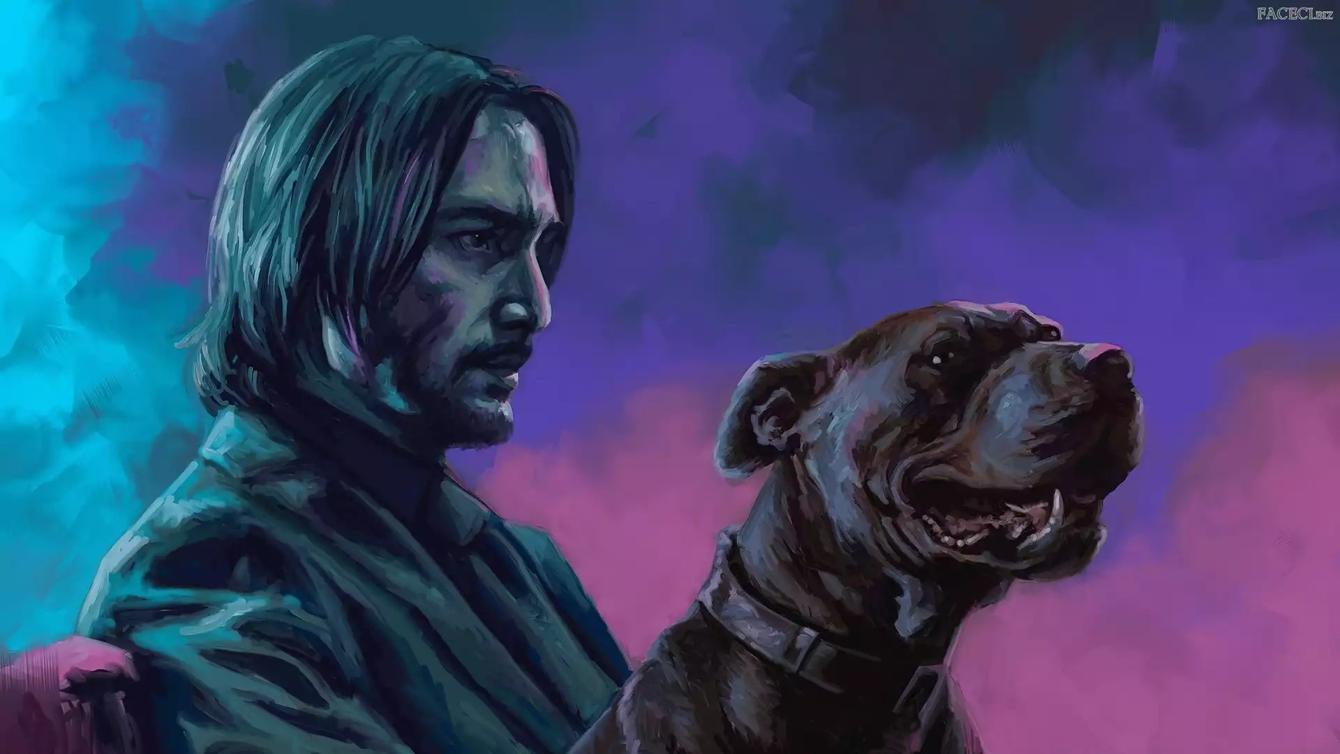 Aktor, Film, Grafika, Pies, John Wick 3, Keanu Reeves